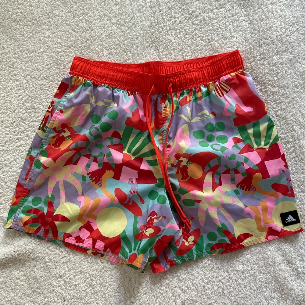 Adidas x Farm rio Red and Multicolor Shorts